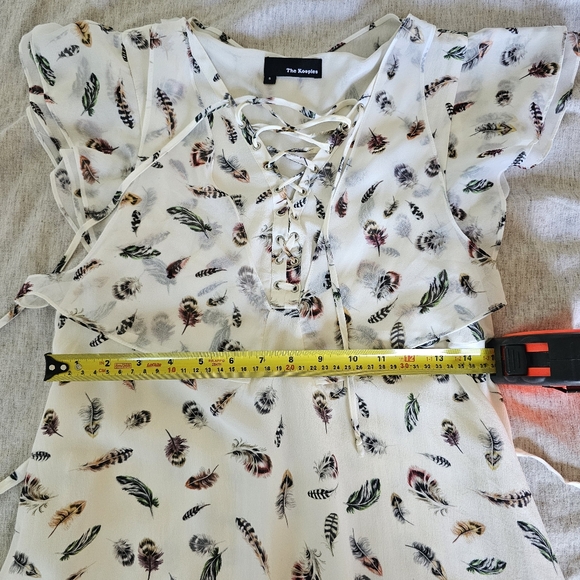 The Kooples Silk Dress Feather Print Flutter Sleeve White Size Small - Picture 6 of 7